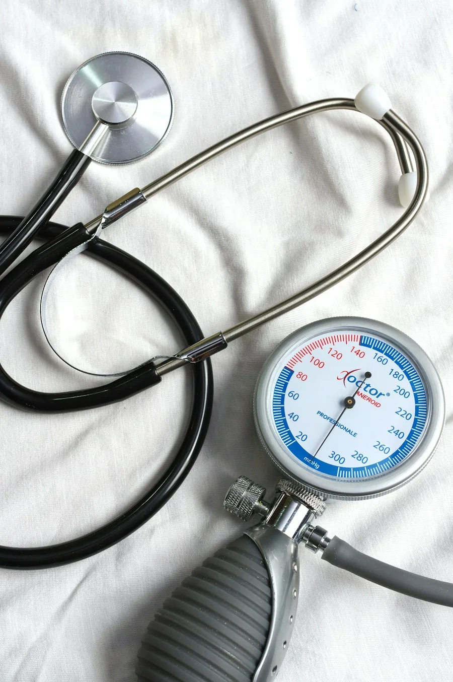 Stethoscope and blood-pressure gauge